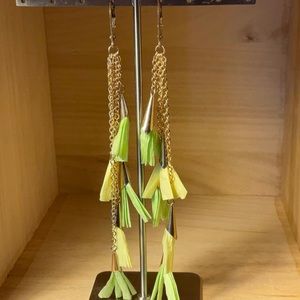 SUMMER statement earring w/lemon & lime rafia tassels-5” long-new-2 pr available